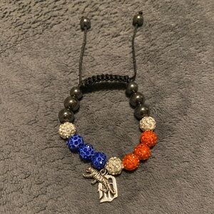 Detroit tigers bling adjustable bead bracelet